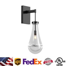 18" Indoor Raindrop Wall Lamp Black Sconce Modern Clear Glass LED Light Fixtures