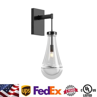 18'' Indoor Raindrop Wall Lamp Black Sconce Modern Clear Glass LED Light Fixtures