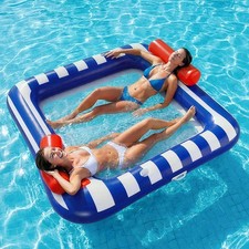 Large Inflatable Pool Floats, Water Floating Hammock Tanning Pool Lounger for...