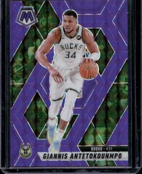 2024-25 Panini Mosaic #13 Giannis Antetokounmpo Purple Fluorescent Mosaic #/249