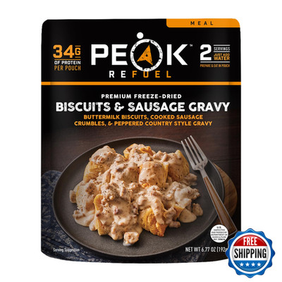 Peak Refuel Biscuits Sausage Gravy Freeze Dried Backpacking Camping Emergency