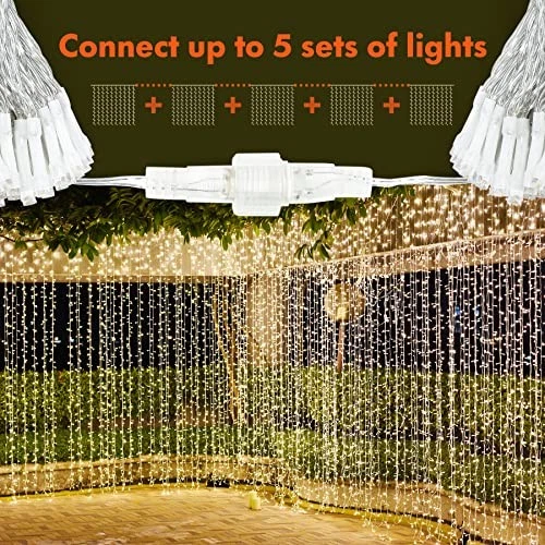  Window Curtain String Light Wedding Party Home Garden 300 LED *Warm white - Image 2 of 4