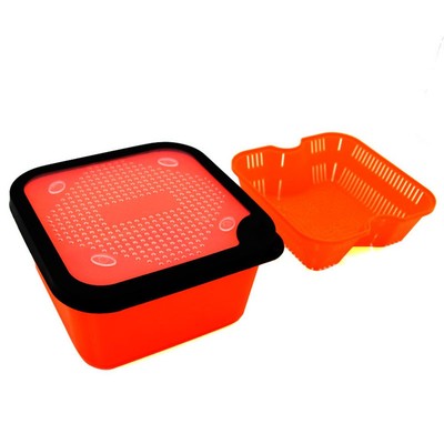 Red Bait Box with Inner Strainer Perfect for For draining Fishing Pellets