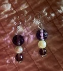 Artist Glass Rock Speck Swirl Lamp Work,glass Beads W Real Pearls Necklace Set — photo 5