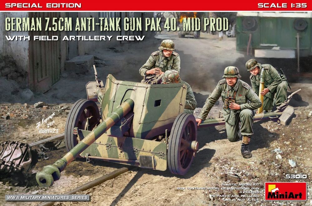 Miniart 53010 1:35 German 7.5cm Anti-Tank Gun PaK 40 Mid Prod Kit