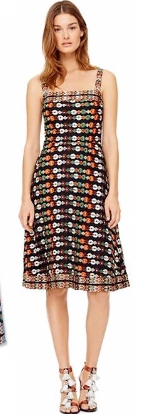 Abito donna Tory Burch multicolore maglia ricamata floreale linea A taglia 6
