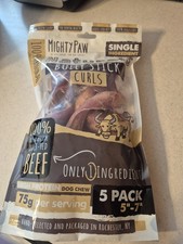 Mighty Paw Naturals Curly Bully Sticks for Dogs Grass Fed Beef 5-7" 5 Pack