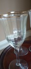 4 Vintage Gold Rimmed Ribbed White Wine Glasses Circa 1970's 8" High EUC — photo 4