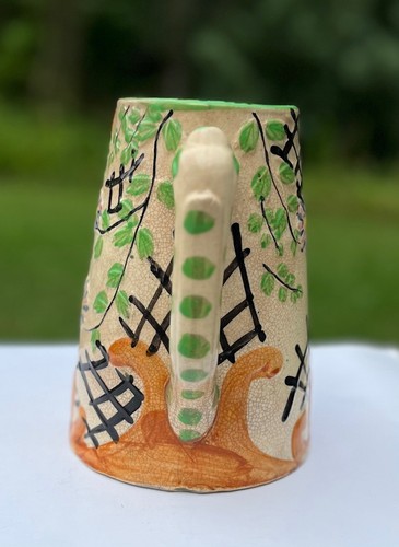 Vintage Hand Painted Crackle Finish Ceramic Pitcher Floral Design Cottagecore - Picture 5 of 7