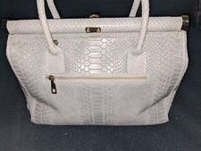  Italian Gray Crocodile Embossed Leather Handbag By Vittoria Pacini