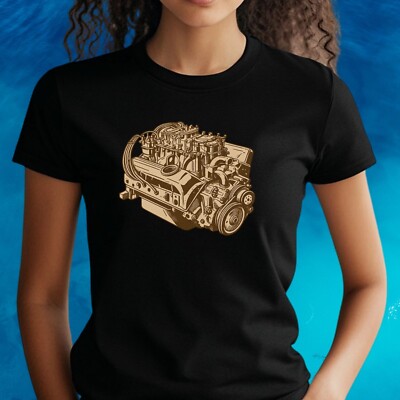 Women Realistic Motor Engineering Motif Cotton T-Shirt Size S to 3XL