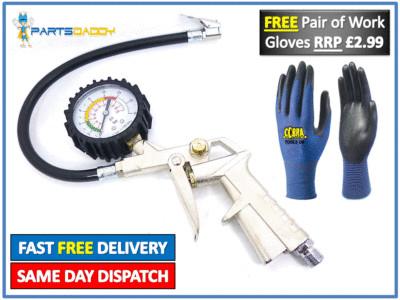 CAR TYRE TIRE AIR LINE INFLATOR DIAL PRESSURE TESTER METER GAUGE PUMP COMPRESSOR