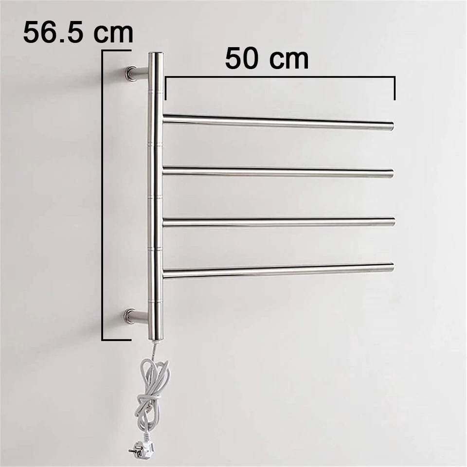 Scaldasalviette Termoarredo Elettrico Riscaldato 50 W da Bagno Parete 4 Elementi - Immagine 3 di 4