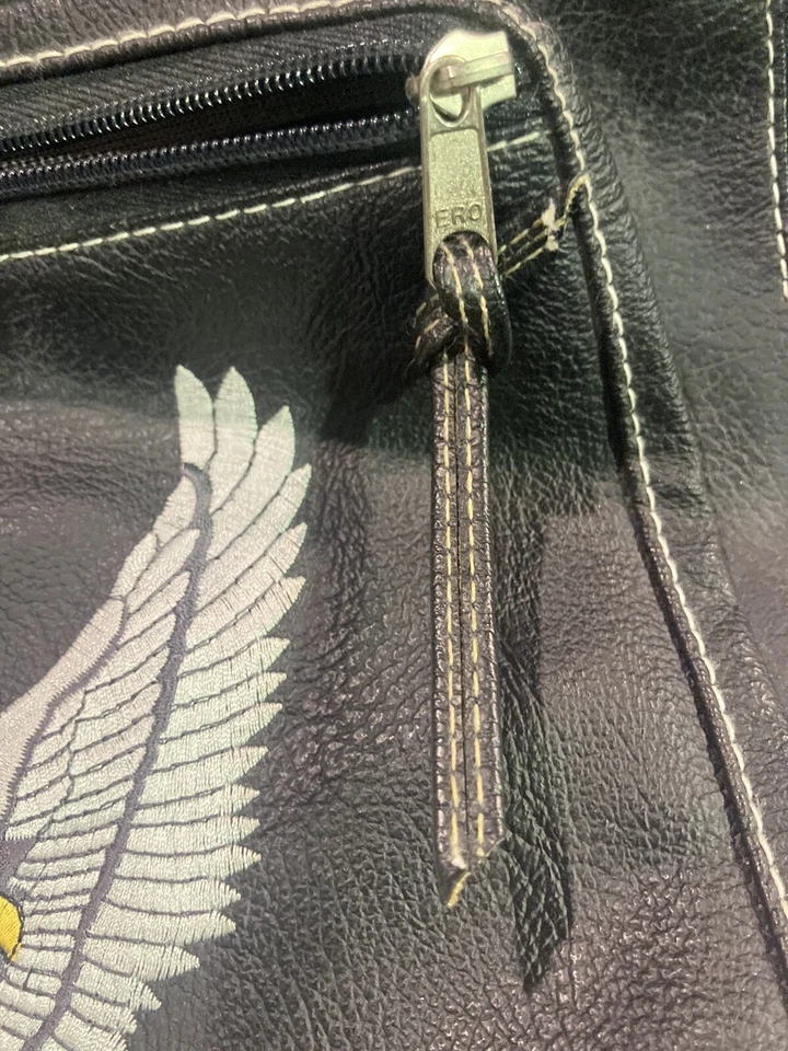 Mochila Harley Davidson De Colección Motociclista Logo Águila ☼ Cuero Sintético Original Años 80-90 Foto 3 de 4