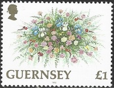 1992-97 Guernsey Sg 581 Guernsey &pound;1 Flowers Definitive MNH