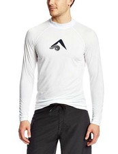 NWT KANU SURF MEN'S LONG-SLEEVE PLATINUM UPF 50 RASHGUARD LARGE IN WHITE COLOR 