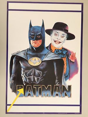 BATMAN & JOKER PAINTED BY LEON GARCIA,JACK NICHOLSON, M.KEATON,RARE 1989  POSTER