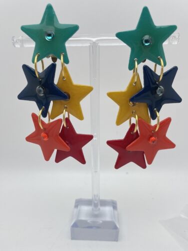 Boucles d'oreilles à clipser en papier résiné signé MAM's couleur primaire funky étoile - Photo 1/11