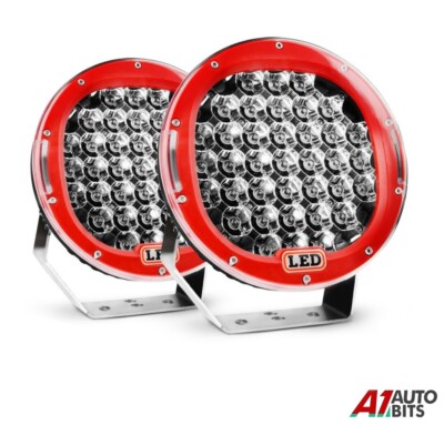 2X 9 Zoll 96W Rot Spot Runde LED Arbeitslichtleiste Off Road SUV 4X4 12V 24V HQ