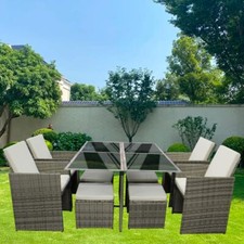 Image of 8 SEATER CUBE RATTAN GARDEN FURNITURE SET CHAIRS SOFA TABLE OUTDOOR PATIO WICKER