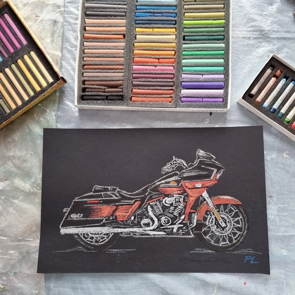 Poster Road Glide CVO Original Artwork Print Harley Davidson Motorcycle Travel - Image 4 of 4