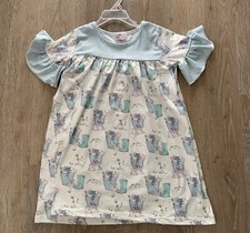 Pete  Lucy Girls Size 4T Light Blue  White Dress With Little Kittens In Bucket