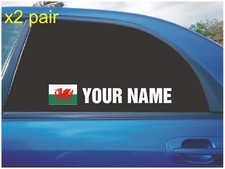 YOUR NAME RALLY RACE CAR WINDOW STICKERS WALES WELSCH FLAG WHITE X2 ALL COLOURS
