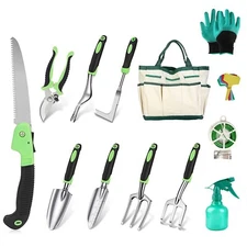 13PCS Heavy Duty Garden Tool Set Aluminum Gardening Tool Set w/ Storage Tote Bag