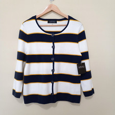 New KASPER Womens Cotton Blend Knit Button Jacket Cardigan Career Casual Size S