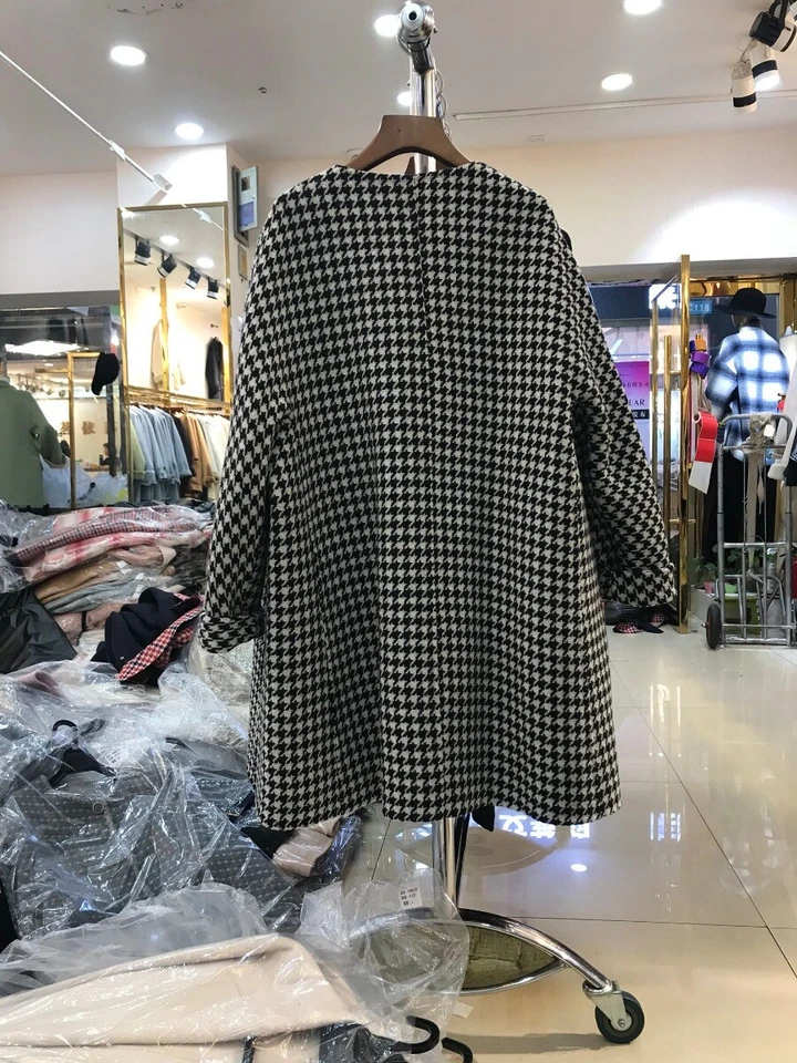 Custom Made to order HOUNDSTOOTH wool blend oversize pea coat plus  1x-10x Y206 - Image 2 of 2