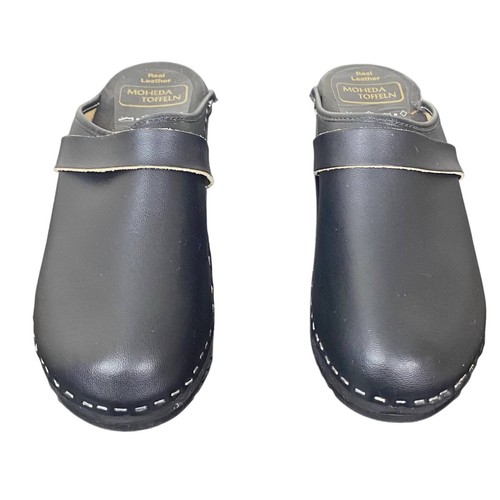 ZUECOS DE CUERO CON SUELA DE MADERA HECHOS EN SUECO MOHEDA TOFFELN. TALLA UK 6 / EU39 / US 8 - Imagen 3 de 7
