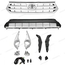 11pcs For Highlander 2011-2013 Bumper Chrome Grille Mesh Fog Lights Lamps Kit
