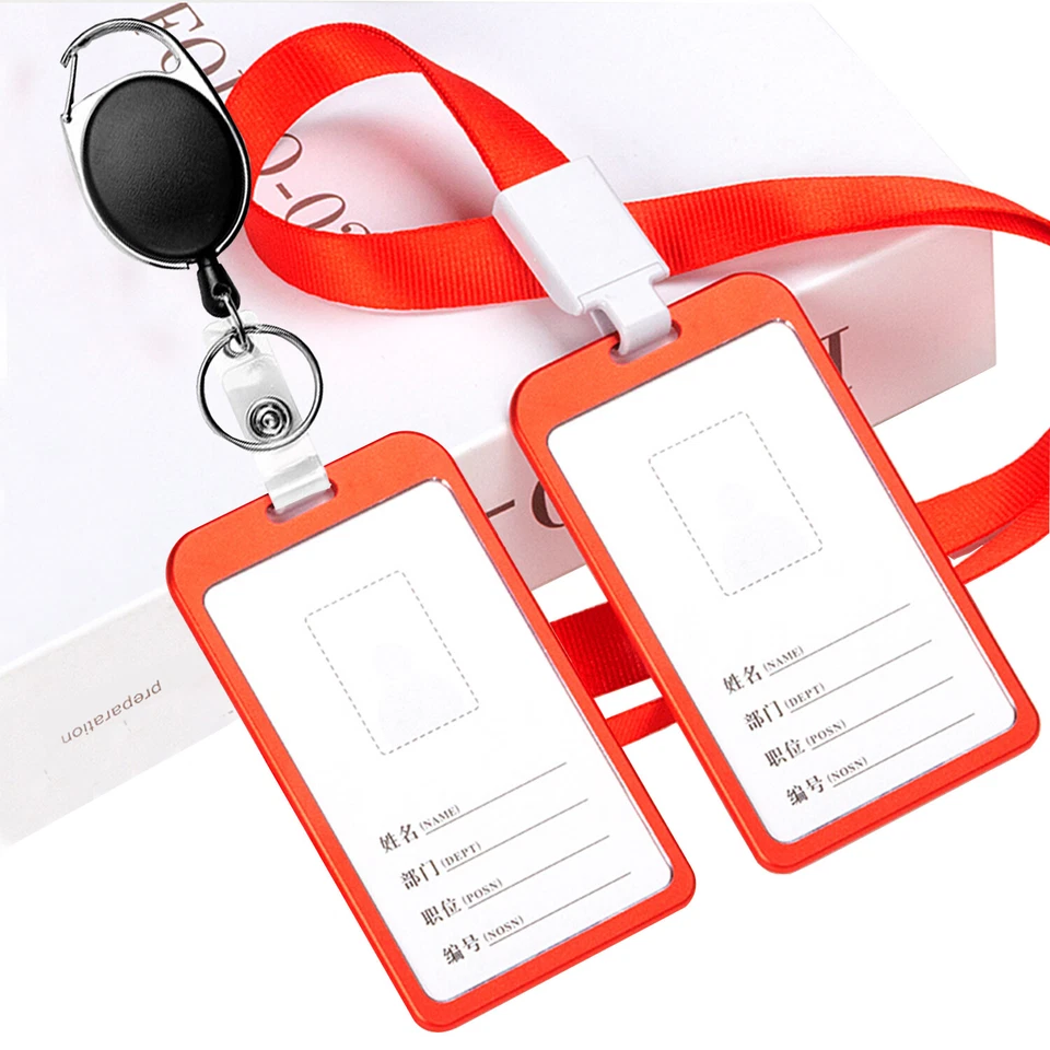 Porta insignia de identificación de trabajo de metal, retráctil con cordones de clip (negro, 2 piezas) Foto 3 de 4