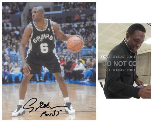 Avery Johnson signed San Antonio Spurs basketball 8x10 photo COA proof autograph