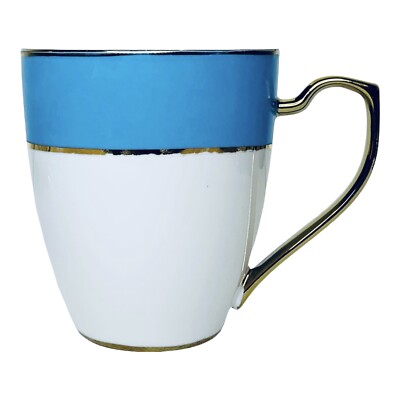 Ciroa Luxe Australia Porcelain Turquoise Blue Metallic 24 KT Gold Coffee Mug