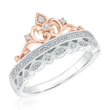 0.15Ct White Round Stone Engagement Wedding Tiara Ring In 925 Sterling Silver