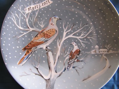 HAVILAND LIMOGES NOEL 1971 TWELVE DAYS OF XMAS #2 TWO TURTLE DOVES SGND BY ARTIS