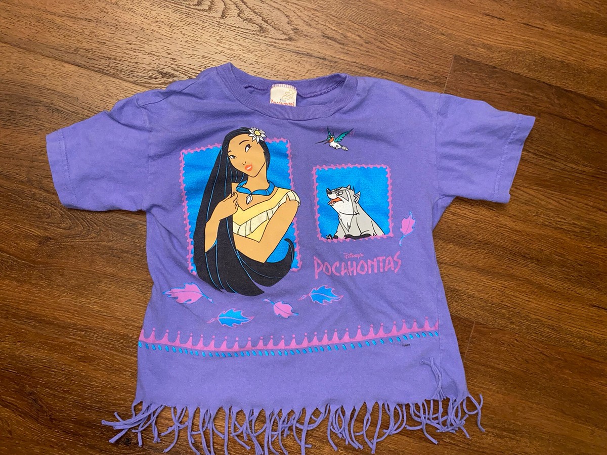 Vintage 1990s Disney Movie Pocahontas & Meeko Fringed Cartoon T 