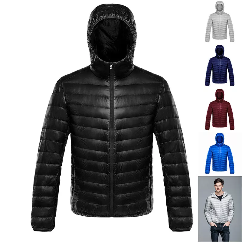 Men s Duck Down Jacket Winter Ultralight Coat Hooded Puffer Jacket Bubble Coat
