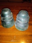 Lot Of 2 Hemingway -42 Green Glass Insulators One Has Chips See Pictures  — photo 4