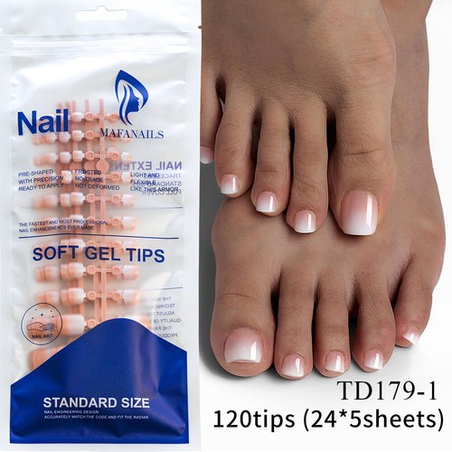 120Pcs False Toe Nails Press On 3D Glitter Decor Manicure Square Short Fake Nail - Picture 7 of 29