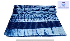 Handmade Cotton Vintage Tie dye Double Kantha Quilt Indian Bedspread
