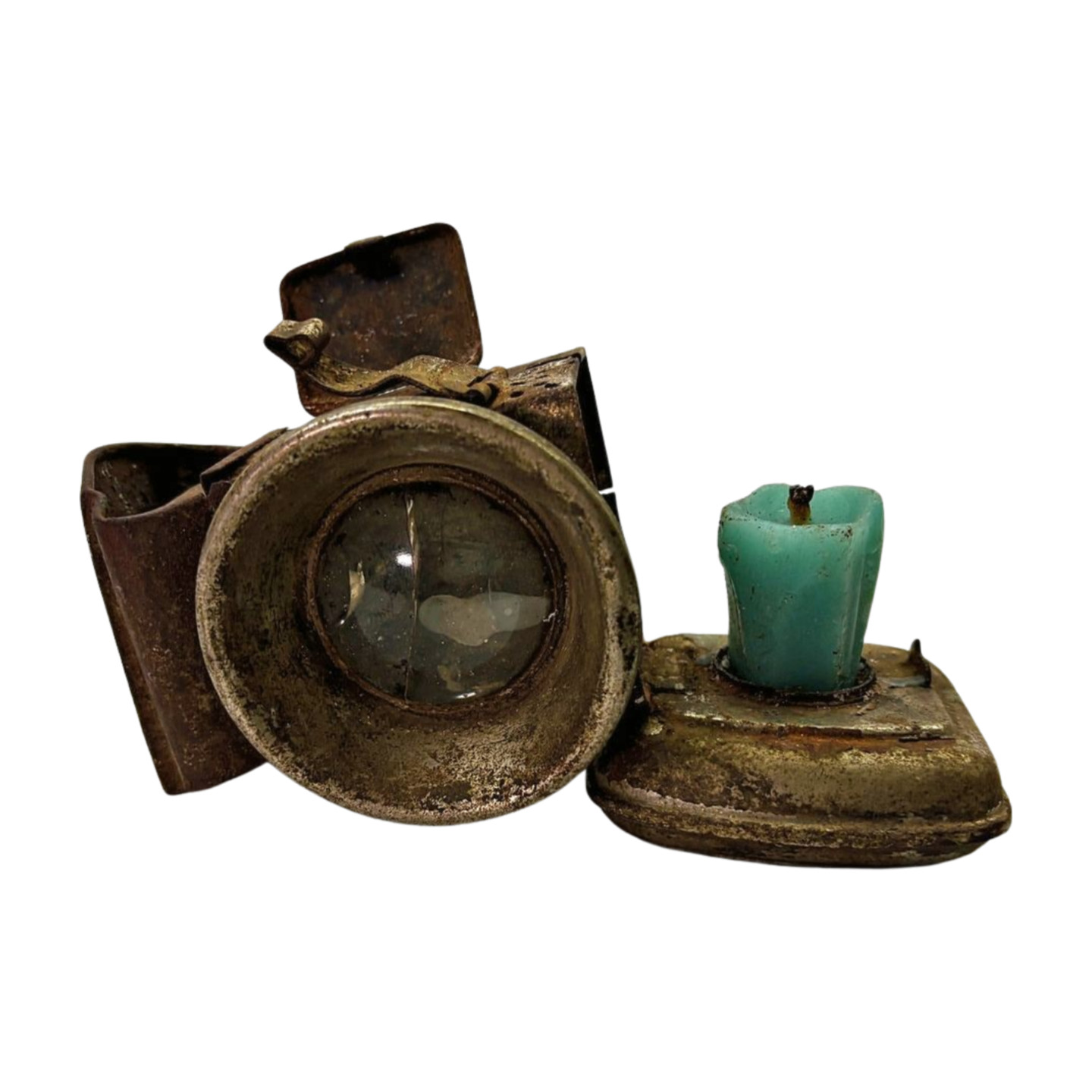 Antigua lámpara vintage de hierro para velas/mechas de aceite hecha en inglés...