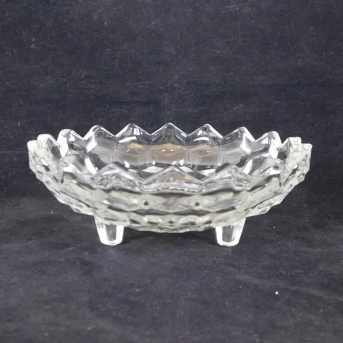 Colony Whitehall Clear 3 Toed Bon Bon Dish 6 1/4 inch diameter Vintage Sawtooth