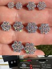 14k Rose Gold Over 925 Silver Moissanite Studs Cluster Flower Set Earrings Real