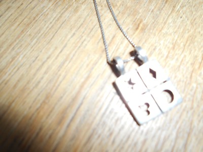 Collier En Argent 925/1000ème - Pendentif Lune, étoile Et Losange, Occasion Superbe état