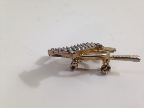 Vintage Golf Clubs Bag Brooch Pin 1.75” Gold & Silver Tone Metal mcm retro - Picture 7 of 7