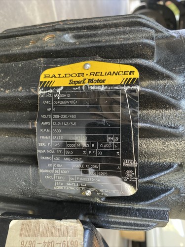 5hp Baldor Electric Motor 3500 RPM used 230/460 Volts 184TC 3 Phase - Picture 2 of 4