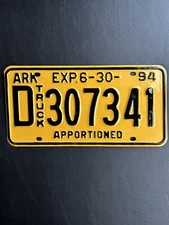 1994 Arkansas License Plate TRUCK APPORTIONED D t/r/u/c/k 307341