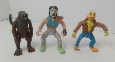 Vintage 1988 & 1989 TMNT Casey Jones, Master Splinter, Ace Duck Figures